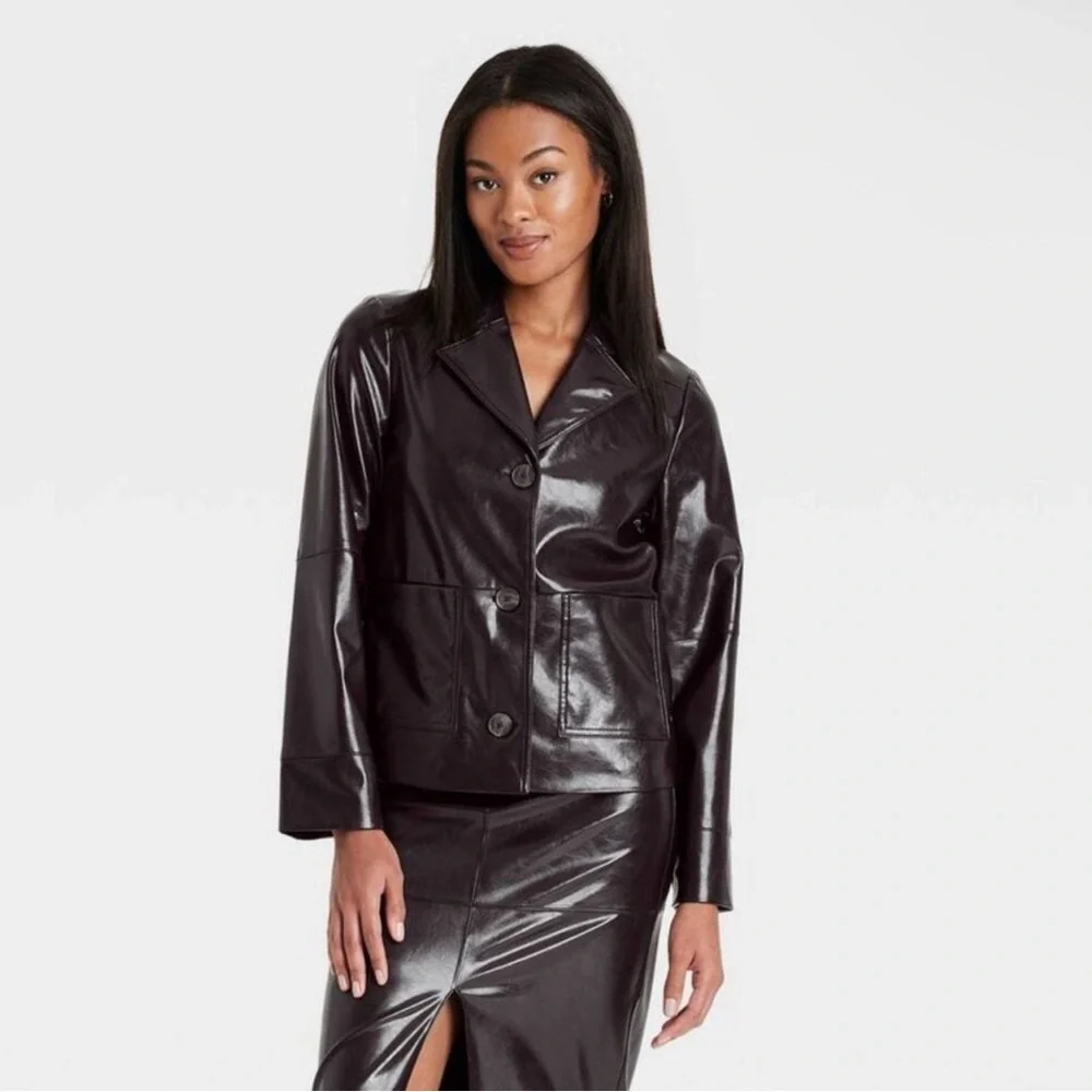 A New Day Dark Brown Faux Leather Jacket - NWT